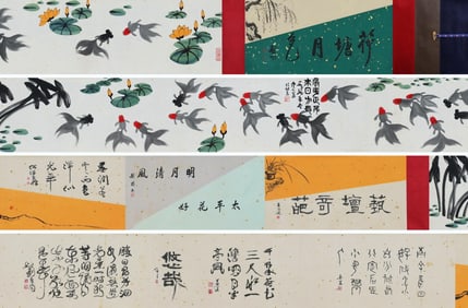 WU ZUOREN LOTUS POND MOONLIGHT MAP HAND LONG SCROLL