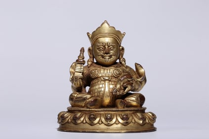 QING DYNASTY GILT BRONZE STATUE OF THE GOD OF WEALTH