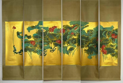 ZHANG DAQIAN, GOLD LOTUS POND SIX SCROLLS SET