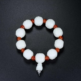 HETIAN JADE WHITE JADE HAND STRING JADE QUALITY EXQUISITE OIL RUN VISION FULL ROUND
