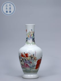 QING YONGZHENG YEAR MARK POWDER-COLORED FIGURE STORY GALLBLADDER BOTTLE