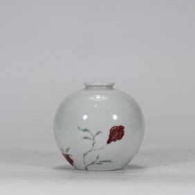 QING KANGXI FAMILLE VERTE RED GLAZING FLOWERS APPLE POT