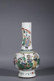 QING DYNASTY. FIVE-COLOR FIGURE STORY LONG-NECKED BOTTLE