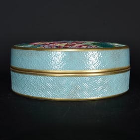 QING QIANLONG ENAMEL COLOR RELIEF MANDARIN DUCK SPLASHING LOTUS GRAIN BOX