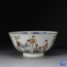QIANLONG REIGN MARK FAMILLE ROSE PALACE BOWL WITH DRAGON PATTERN