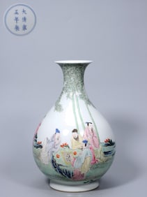 MADE IN THE YONGZHENG PERIOD OF THE QING DYNASTY FAMILLE ROSE BAMBOO FOREST SEVEN SAGES FIGURE JADE