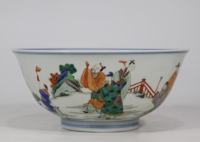QING YONGZHENG COLORFUL GROUP OF FAIRY BIRTHDAY BOWL