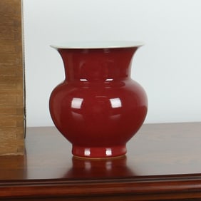 QING DYNASTY RED GLAZE ZADOU