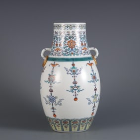 QING JIAQING YEAR DOUCAI ENTWINED BRANCH LOTUS EIGHT TREASURE PATTERN VASE