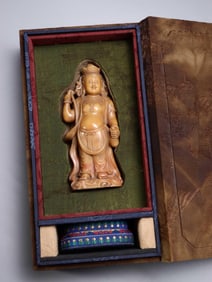 SHOUSHAN FURONG STONE CARVING JINGPING GUANYIN STANDING STATUE