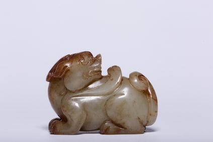 HETIAN JADE SEED MATERIAL ORIGINAL SKIN WITH BACK BEAST