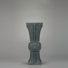 QING DYNASTY HETIAN JADE SMOKE BLUE AND WHITE