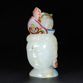 HETIAN JADE BUDDHA HEAD JADE FINE PACKAGE PULP THICK QIN COLOR INTO THE BONE CARVING FINE APPEARANCE