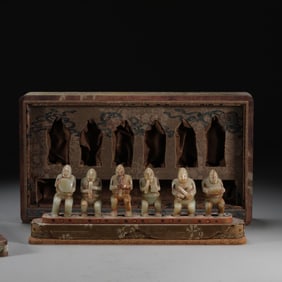 HAN BLUE WHITE JADE FIGURINES SET (6 PIECES), UNIT WEIGHS ABOUT 100 GRAMS