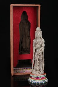 QING HIBISCUS STONE RUYI GUANYIN STATUE, WEIGHT 375 GRAMS