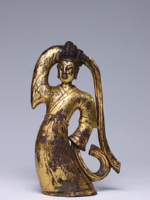 GILDED BRONZE LADY FROM LIAO AND JIN DYNASTIES