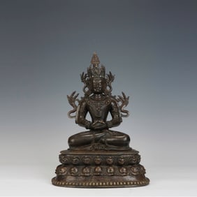 QING DYNASTY ALLOY COPPER SITTING STATUE OF AMITABHA BUDDHA