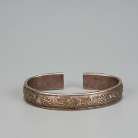 QING DYNASTY STERLING SILVER FLOWER BRACELET