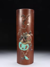 QING DYNASTY. BAMBOO INLAID TREASURES AND A HOUSE FULL OF DESCENDANTS