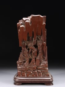 QING DYNASTY. BOXWOOD CARVED XIANGSHAN NINE ELDERS ORNAMENTS