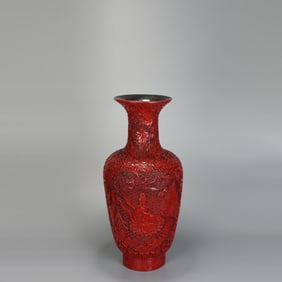 QING DYNASTY LACQUERWARE GUANYIN APPRECIATION VASE