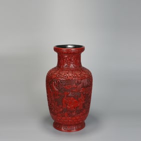 QING DYNASTY LACQUERWARE CHARACTER STORY APPRECIATION VASE