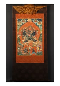 QING DYNASTY MINERAL PAINTED VAJRADHARA THANGKA