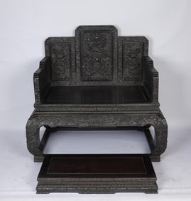 QING DYNASTY RED SANDALWOOD CLOUD DRAGON PATTERN DRAGON CHAIR