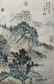 WANG SHIMIN LANDSCAPE, PAPER FINE VERTICAL SCROLL