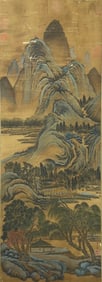 QIU YING LANDSCAPE SILK FINE HANGING SCROLL