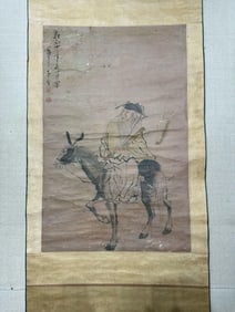 TAOIST RIDING DONKEY SCROLL
