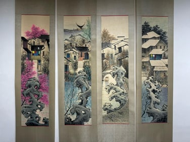 WU GUANZHONG, FOUR SEASONS LANDSCAPE SCROLLS SET