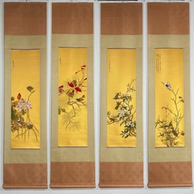 COLD HANGING SCROLL SILK FIGURES