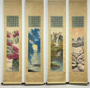WU GUANZHONG, LANDSCAPE IN FOUR SEASONS SCROLLS SET