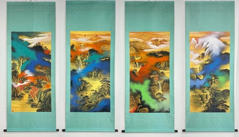 ZHANG DAQIAN, SPLASHING COLOR FOUR SEASONS SCROLLS SET