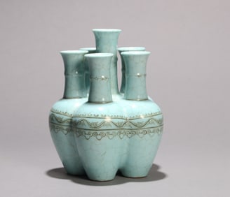 A TURQUOISE-GROUND VASE