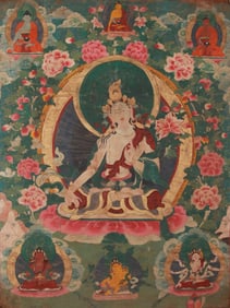 A WHITE TARA THANGKA