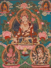 A WHITE TARA THANGKA