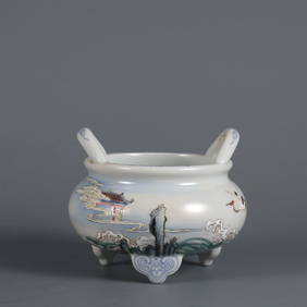 QING QIANLONG MARK FAMILLE ROSE SEA HOUSE INCENSE BURNER (1 of 9)