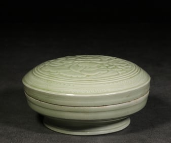 YINGQING GLAZE YUE KILN DARK FLOWER PATTERN POWDER BOX