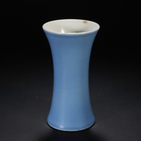 QING DYNASTY SKY BLUE GLAZE FLOWER VASE