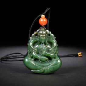 QING DYNASTY JADE GUANYIN PENDANT