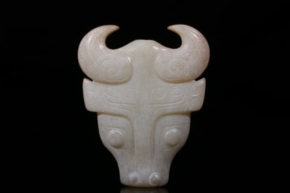 HETIAN JADE GRAY SKIN WITH OX-SHAPED PENDANT