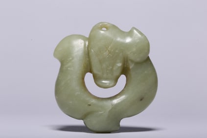 HETIAN YELLOW JADE DRAGON HANDLE