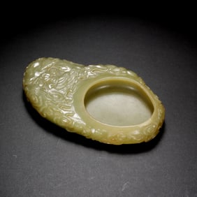 QING DYNASTY YELLOW JADE FULL BRUSH WASHBASIN