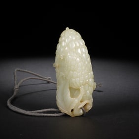 QING DYNASTY WHITE JADE LYCHEE PENDANT