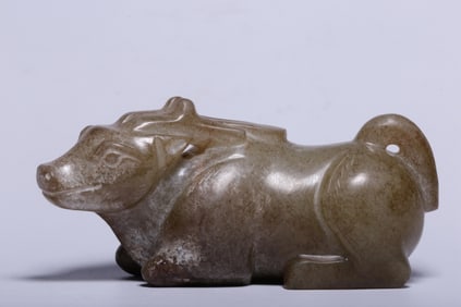 HETIAN JADE GRAY SKIN TOTEM AUSPICIOUS BEAST