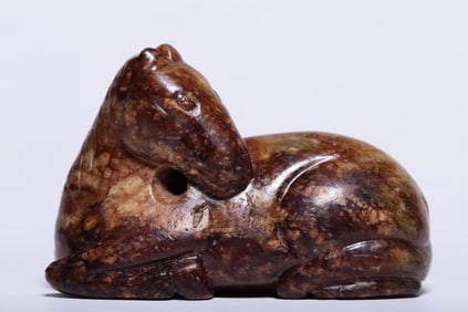 HETIAN JADE SEED MATERIAL ORIGINAL SKIN INLAID JADE HORSE