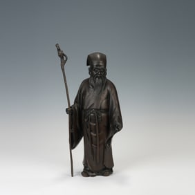 QING DYNASTY BRONZE STATUE OF HEAVENLY OFFICIAL