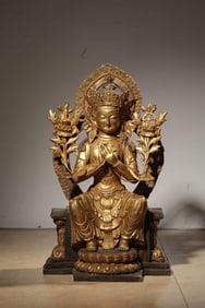 GILT-BRONZE SEATED FIGURE OF TARA